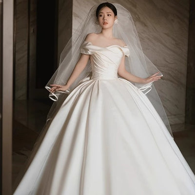 Vestido de Novia Satinado Hombros Descubiertos