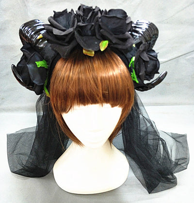 Tocado Lolita Rosa Oscuro Shofar - Diadema de Cosplay - Image 2