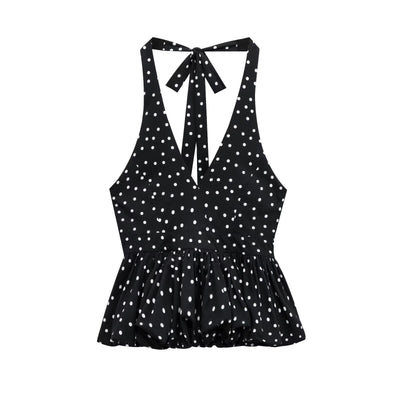 Top Halter Escotado con Lunares y Amarre Trasero para Mujer - Image 6
