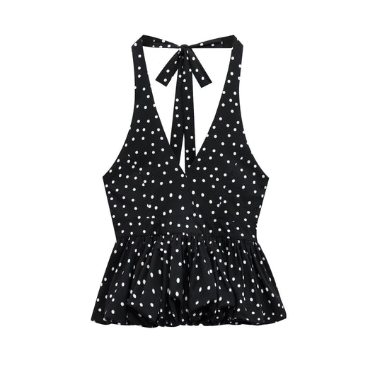 Top Halter Escotado con Lunares y Amarre Trasero para Mujer - Image 6