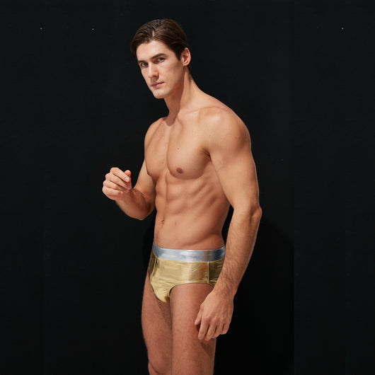 Bóxer de Baño Hombre Triángulos Dorado y Plata - Image 18