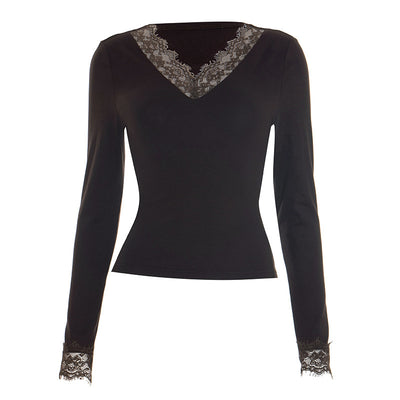 Blusa Elegante de Encaje con Escote en V y Mangas Largas para Otoño e Invierno - Image 28