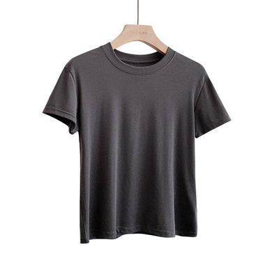 Blusa Ajustada de Modal para Mujer - Manga Corta Elástica Cuello Redondo - Image 6