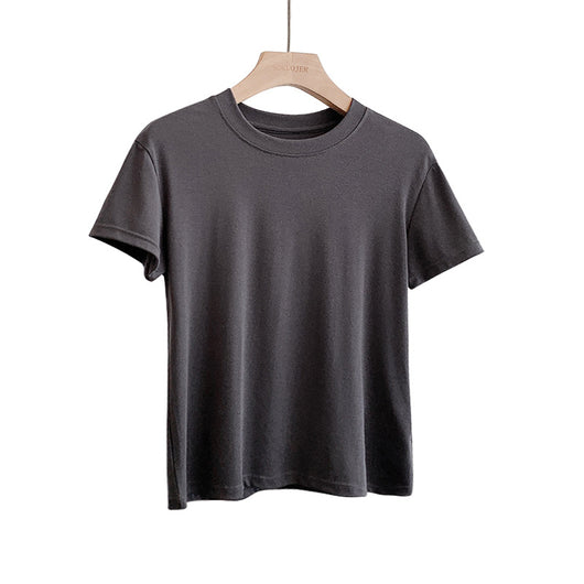 Blusa Ajustada de Modal para Mujer - Manga Corta Elástica Cuello Redondo - Image 6