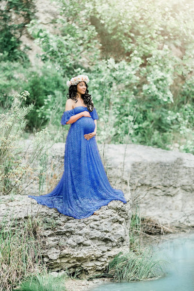 Vestido de Maternidad Corto con Encaje y Cola Elegante - Image 12