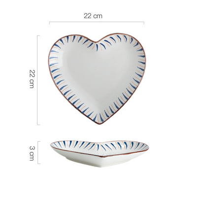 Plato Decorativo Pintado a Mano con Formas de Corazón y Cuadrado para Dumplings - Image 15