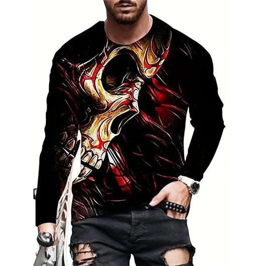 Playera Hombre Estilo Retro 3D Hip-hop Oversize Manga Larga Cuello Redondo - Image 25