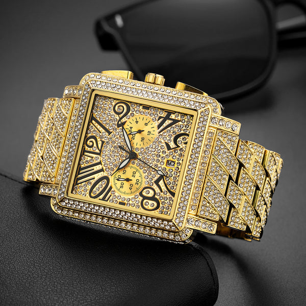 Reloj Deportivo Digital de Diamante con Pantalla Cuadrada y Múltiples Funciones