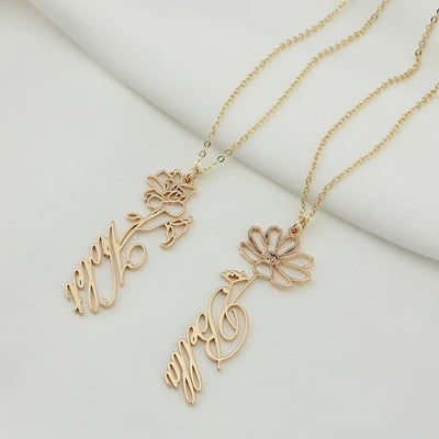 Collar Personalizado Constelación Diciembre con Nombre de Flor