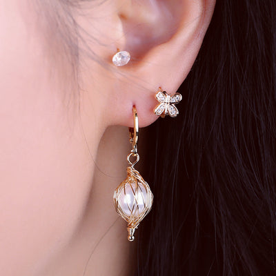 Aretes de Perla Artesanales Lujo Ligero Serie Océano - Clip Europeo Americano - Image 24