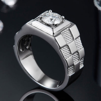 Anillo de Moissanita Diamante para Hombre Diseño Minimalista - Image 8