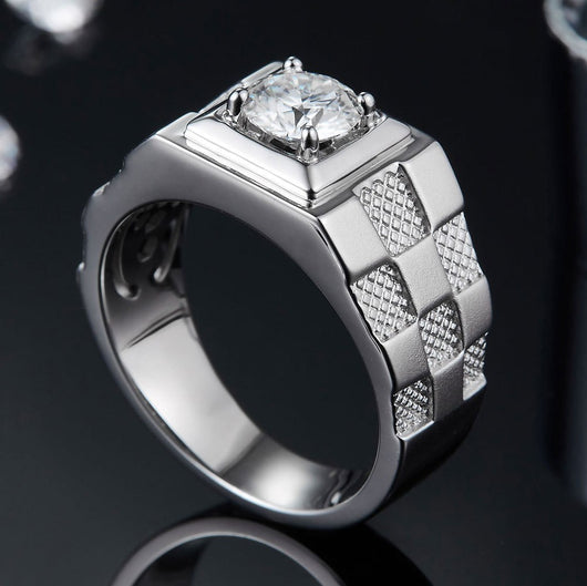 Anillo de Moissanita Diamante para Hombre Diseño Minimalista - Image 8