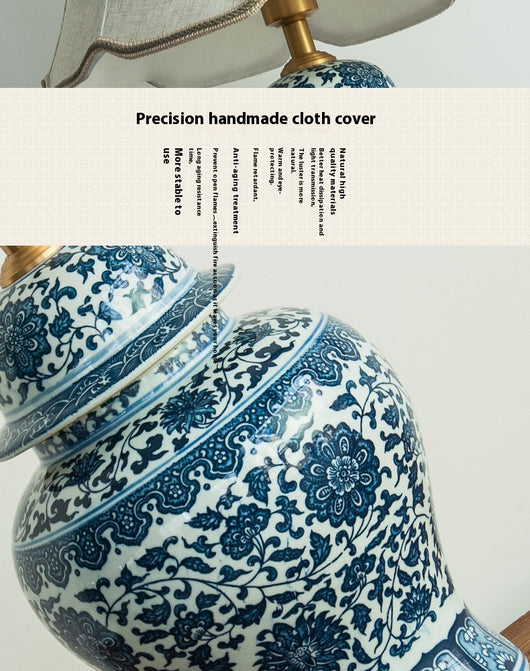 Lámpara de Mesita Porcelana Azul y Blanco Estilo Chino para Dormitorio - Image 14