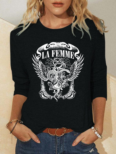 Playera de Cuello Redondo con Estampado Gráfico de Moda - Image 11