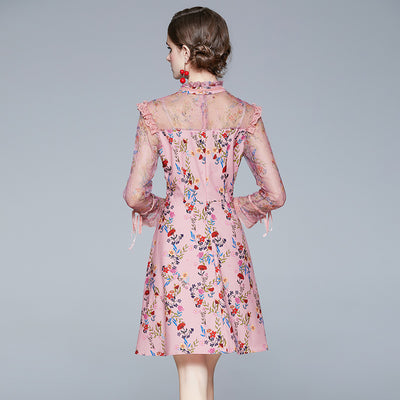 Vestido Otoñal de Encaje con Estampado y Manga Larga - Image 8