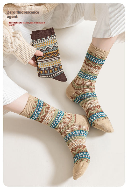 Calcetines Artísticos Étnicos Retro Tubo Medio en Algodón - Image 15