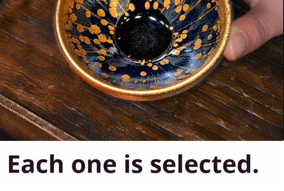 Taza de Té Jian Zhan con Gotas de Oro - Cerámica Artesanal Dorada - Image 13