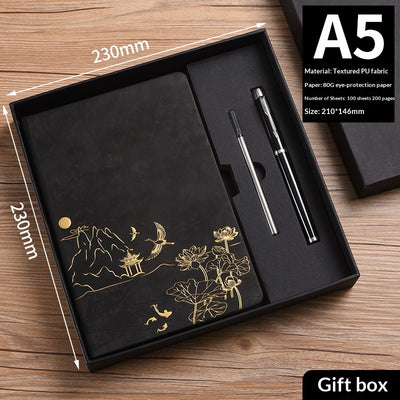 Set de Cuaderno A5 Estilo Chino Vintage para Negocios y Oficina en Caja de Regalo - Image 12