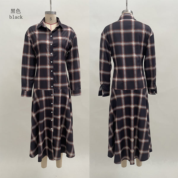 Vestido Camisa Cuadros Retro Chic Manga Larga para Mujer - Image 6
