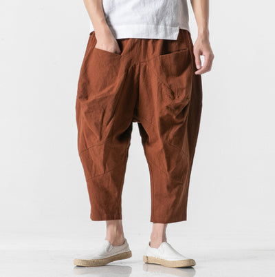Pantalones Holgados de Algodón y Lino para Hombre - Image 13