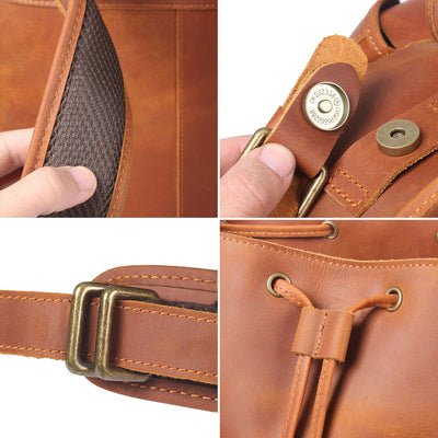Mochila de Cuero Genuino Estilo Retro con Gran Capacidad para Hombre - Image 7