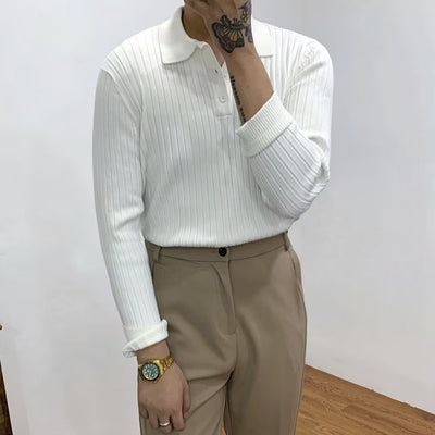 Polo Texturizado Slim Fit de Manga Larga para Hombre - Cómodo y Elegante - Image 20