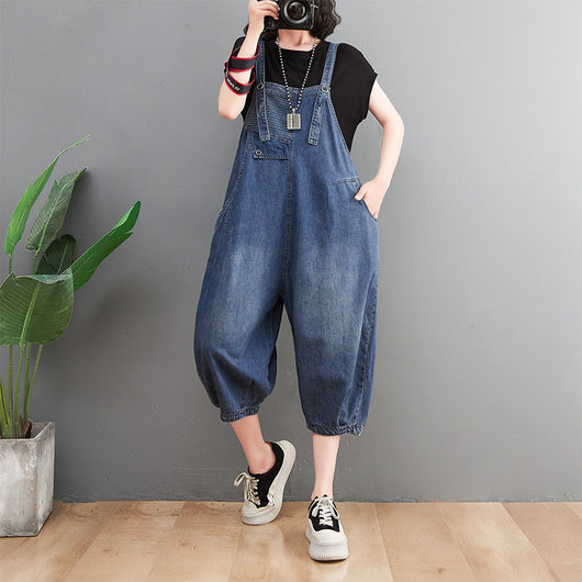 Overol Denim para Mujer Estilo Retro Suelto con Rayas - Image 5
