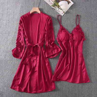 Camisón Corto Sensual con Tirante de Seda Helada y Soporte de Pecho - Image 18