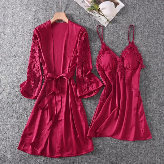 Camisón Corto Sensual con Tirante de Seda Helada y Soporte de Pecho - Image 18