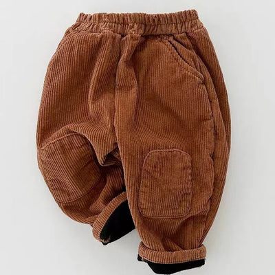 Pantalones de Pana Coreanos con Forro Polar y Parches - Image 5