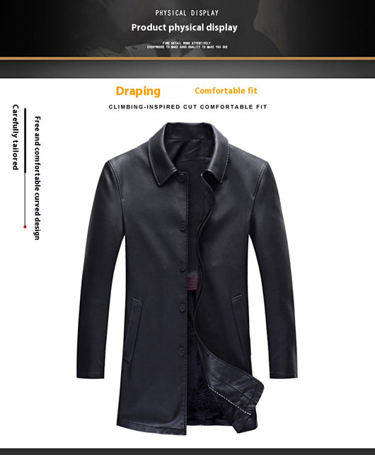 Chaqueta de Cuero para Hombre con Forro Térmico y Solapa - Image 13