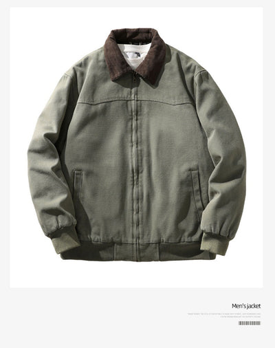 Chaqueta Vintage Americana para Hombre con Cuello Solapa y Tela Gruesa Desgastada - Image 13