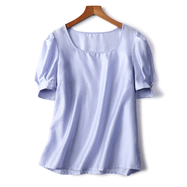 Blusa Elegante Cuello Cuadrado Manga Corta para Mujer