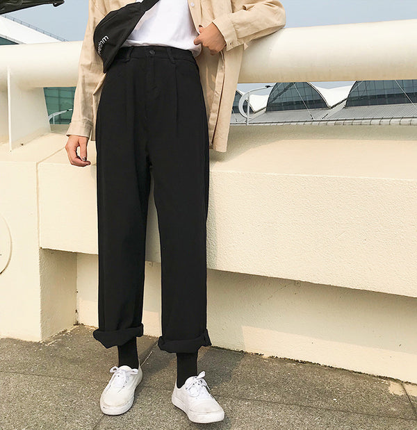 Pantalón Denim Ancho Suelto de Cintura Alta para Mujer