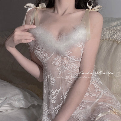 Camisón Sexy de Encaje con Tirantes Ajustables y Efecto Transparente - Image 8