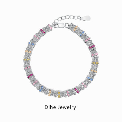 Pulsera de Plata Esterlina para Mujer con Circones de Colores - Image 2
