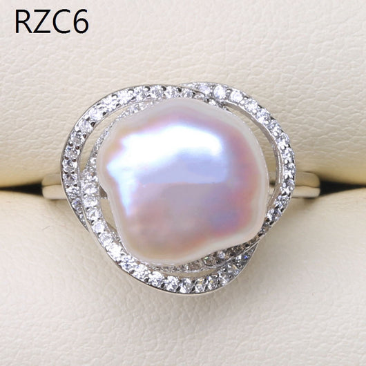 Anillo de Perla Barroca Natural Diseño Luna Platino - Image 54