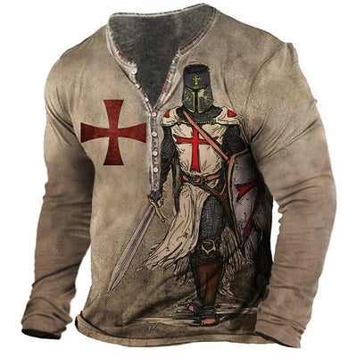 Camiseta Manga Larga para Hombre con Botones de Solapa Abierta e Impresión Digital - Image 2