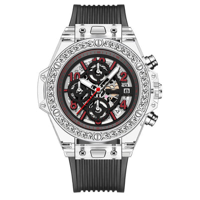 Reloj de Cuarzo Transparente con Incrustaciones de Diamantes Resistente al Agua - Image 9