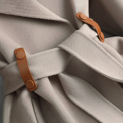 Abrigo de Cachemira Reversible con Cuello de Piel de Zorro para Mujer - Image 10