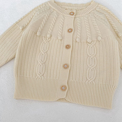 Conjunto de Dos Piezas: Enterizo Tejido con Bolas de Burbujas y Abrigo para Bebé Niña - Image 14