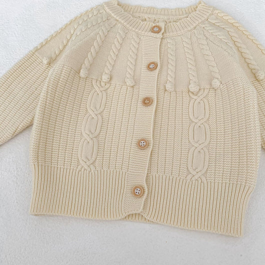 Conjunto de Dos Piezas: Enterizo Tejido con Bolas de Burbujas y Abrigo para Bebé Niña - Image 14