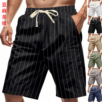 Shorts de Lino Holgados Transpirables Estilo Americano para Playa - Image 31