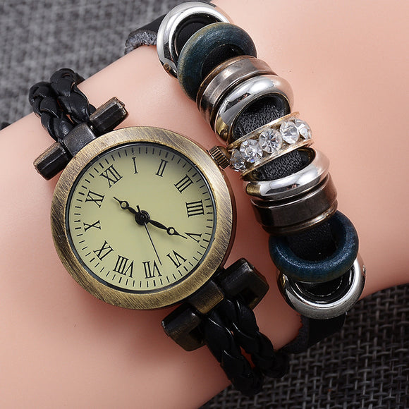 Reloj Pulsera Vintage Artesanal con Giro de Moda para Mujer