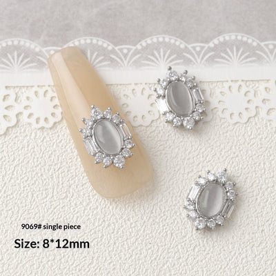 Accesorios de Decoración de Uñas con Moño de Circón Plateado - Image 25