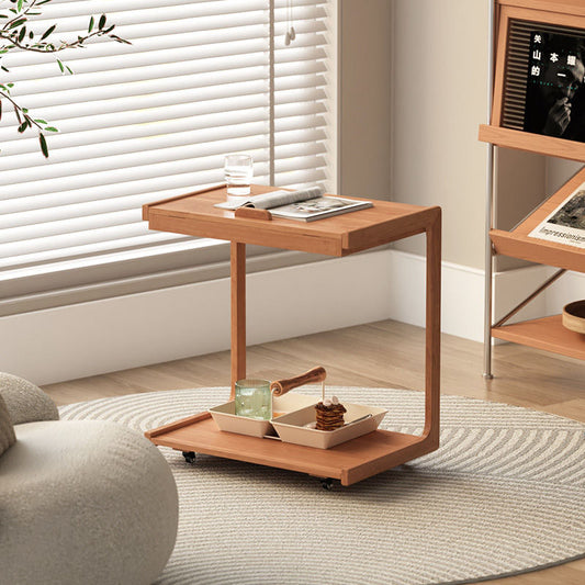 Mesa Auxiliar de Madera Maciza con Almacenamiento Removible - Image 2