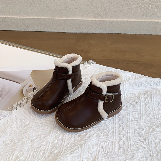 Zapatillas Coreanas de Lana Cardada con Cierre Velcro y Suela Suave - Image 6