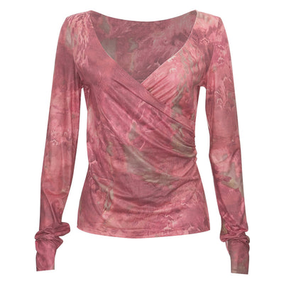 Blusa Larga Morada Degradado con Cuello en V y Cintura Ajustada - Image 7
