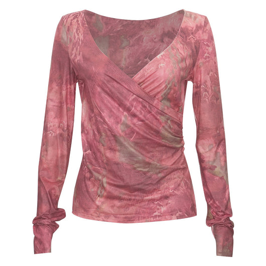 Blusa Larga Morada Degradado con Cuello en V y Cintura Ajustada - Image 7