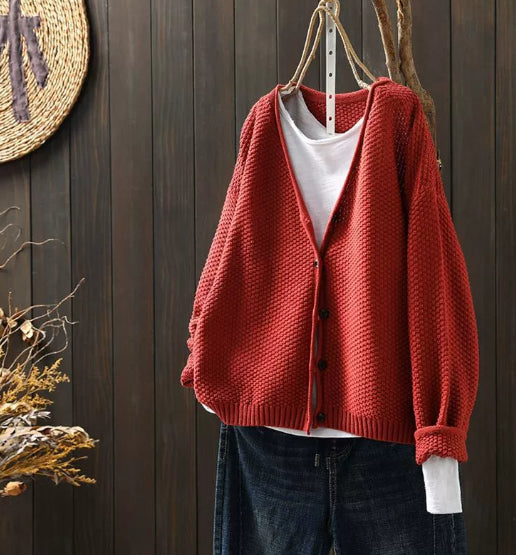 Cardigan de Punto V-Neck Casual Versátil para Otoño - Image 8